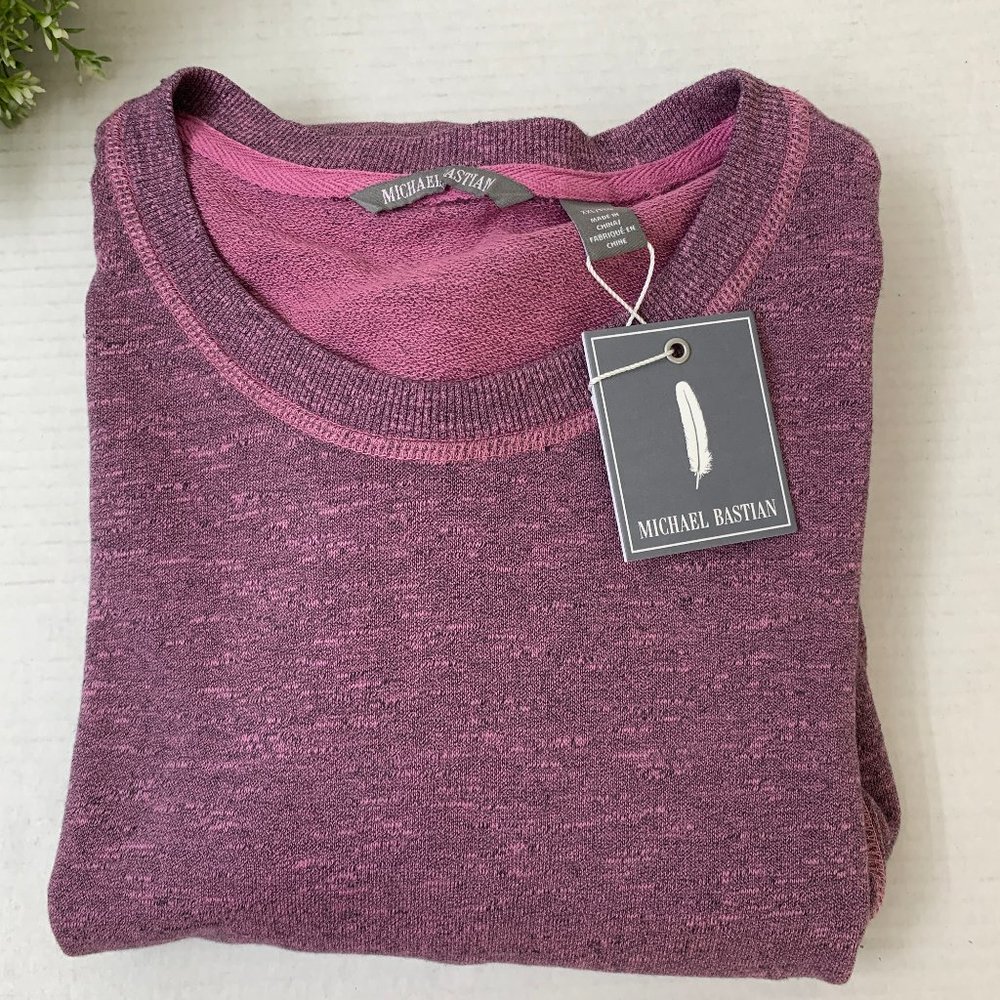 Michael Bastian French Terry Pullover Sweater M8F590 Size XXL Faded Berry